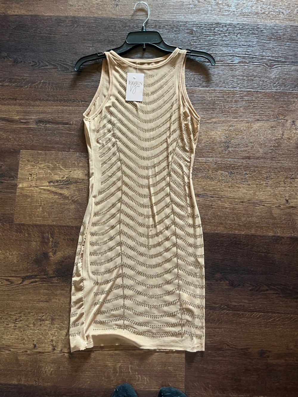 Sleeveless Beige Knit Dress